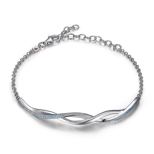 BR1LABP9-W-6.5 Ocean Tanzanite and Cubic Zirconia Twisted Bar Bracelet  Size 6.5