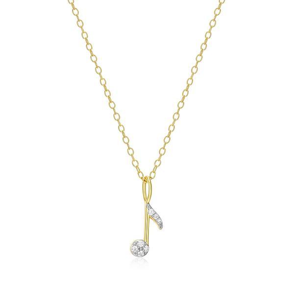 CJ Monte sterling silver lab­-created diamond music note necklace