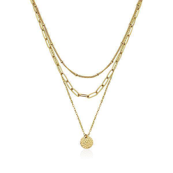 CJ Steelx 3-Layer Disc Necklace - Gold