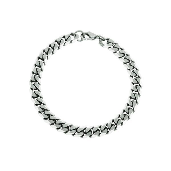 STEELX Satin Flat 8mm Cable Chain Bracelet - Silver