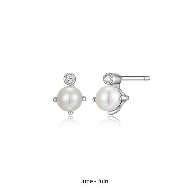ER2LCQ9-JUN "Birthstone" June (Pearl) and Lab Grown Diamond Earrings