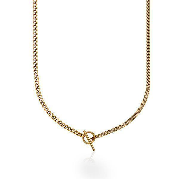 CJ Steelx Mixed Curb Link Toggle Necklace - Gold