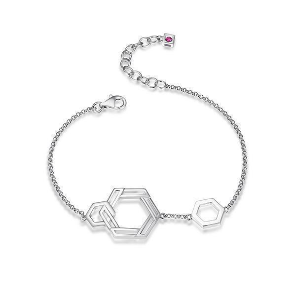 BR1LAGR-W "Lattice" Intertwined Hexagon Bracelet