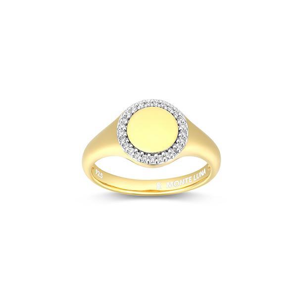 CJ Monte sterling silver lab­-created diamond round signet ring - Size 5