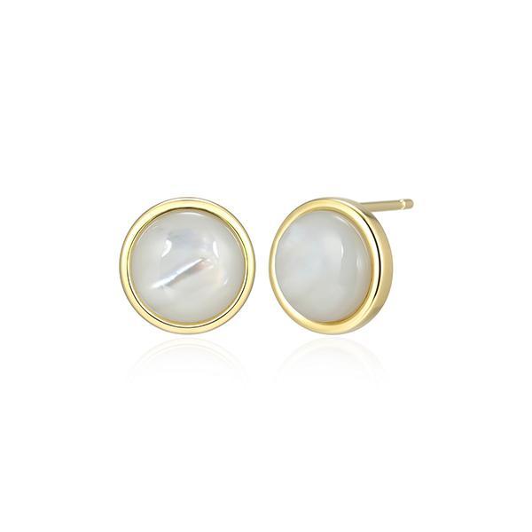 E32LCV6A9--Y Sterling Silver LUSTRE Cabochon White Mother of Pearl Stud Earrings
