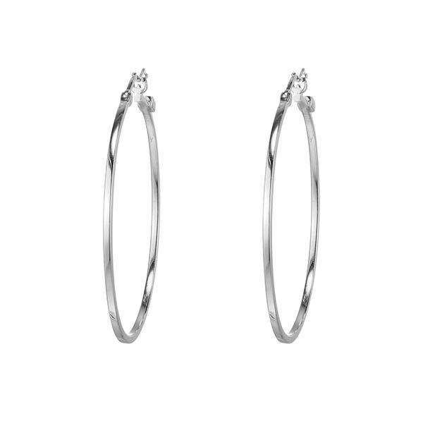 ER2LCFKA0-W Sterling Silver HOOPS 45mm Square Tube Hoop Earrings