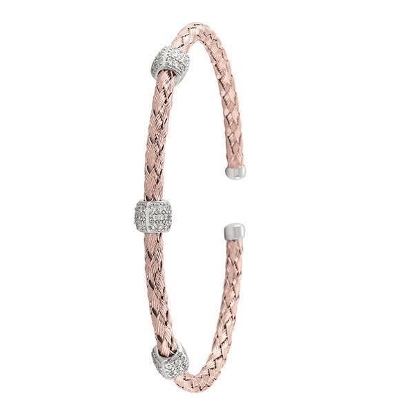 Rose Gold Sterling Silver Fashion bangle with C.Z. stones