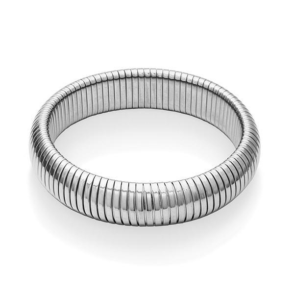 CJ STEELX High Polish 16mm Volume Tubogas Bangle Size 7.5 - Silver