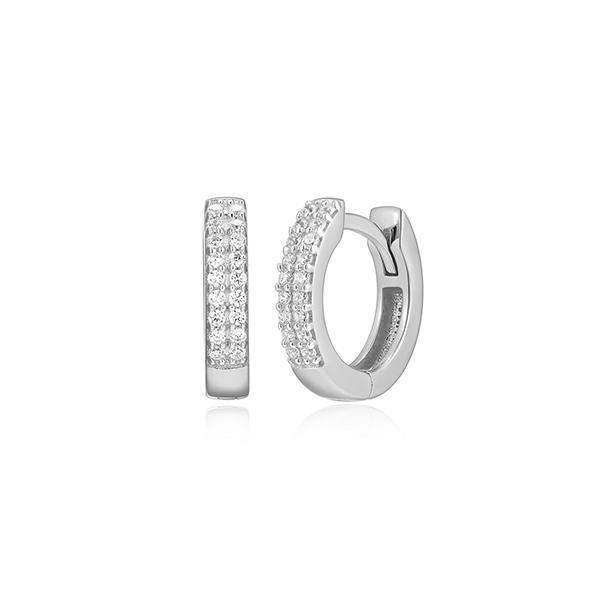 CJ Monte sterling silver lab­created diamond 12.5mm double ­row huggie hoop earrings