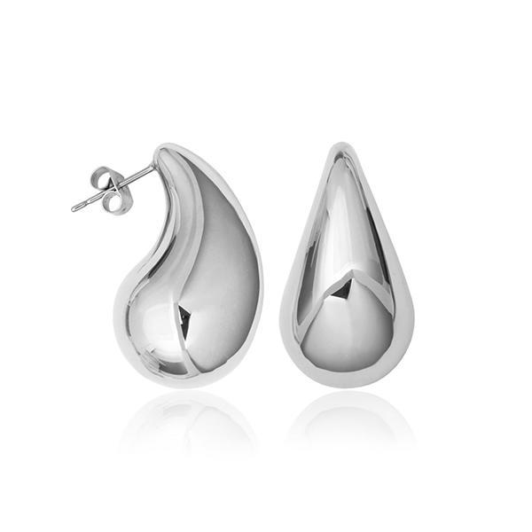 CJ STEELX High Polish Teardrop Stud Earrings - Silver