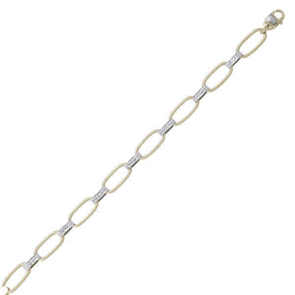 10K Silver and Gold Oval Shaped Link Bracelet