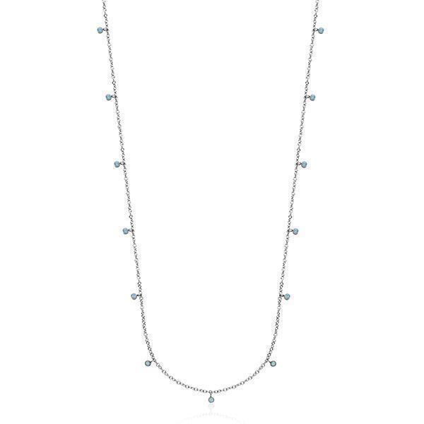 CJ Steelx Sapphire Opal Crystal Dangle Necklace - Silver