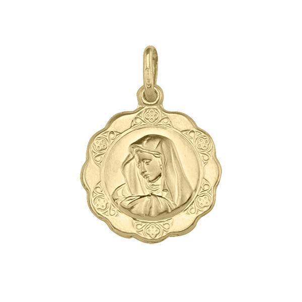 18K Gold Madonna Pendant - 18KY