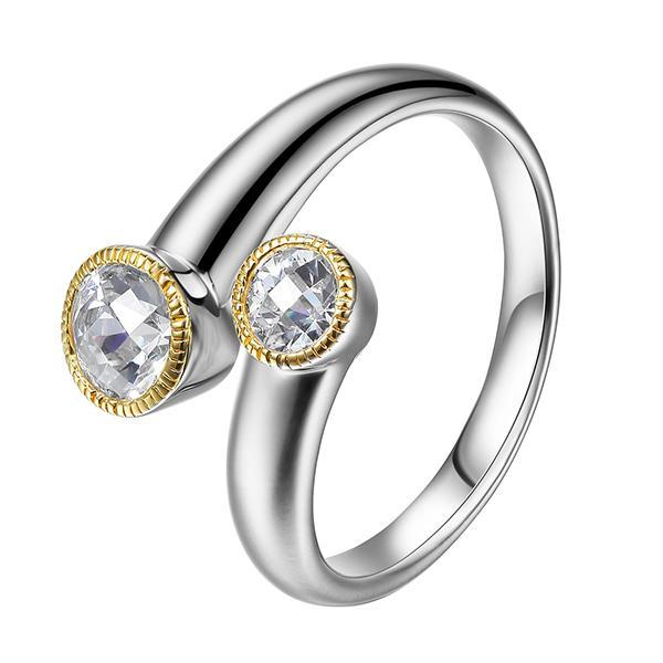 RR4L96600-2T-7 Sterling Silver Two Tone Bypass Ring Size 7