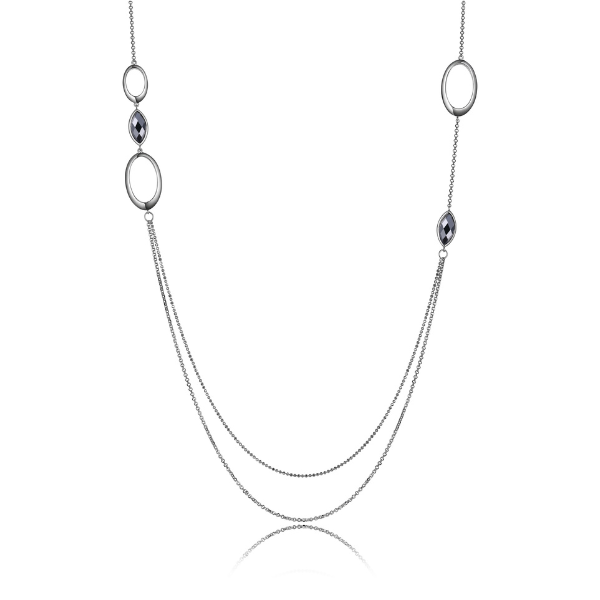 NR0LBDR2-W Blink Hematite Double Strand Long Necklace