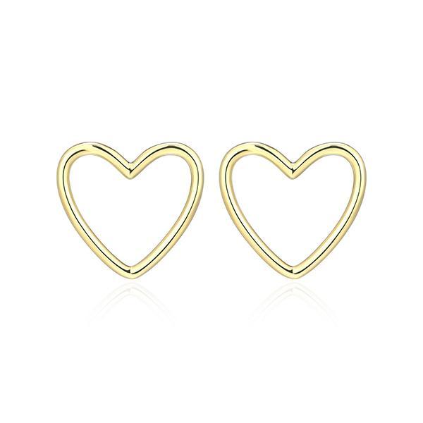 E32AWCVA0-Y Sterling Silver Open Heart Stud Earrings