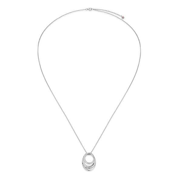 NR0LC0N00-W-28 Sterling Silver BETWEEN Oval Double Swirl Cubic Zirconia Long Necklace Size 28