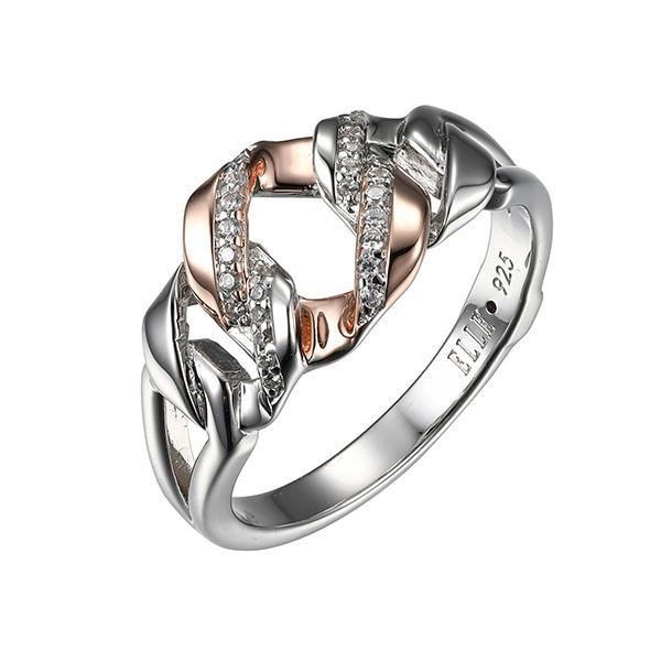 RR4LAB900-2T-7 Sterling Silver LATTICE Cubic Zirconia Interwined Two Tone Ring Size 7