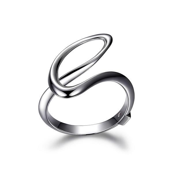 RR4LA5FA0-W-8 Sterling Silver Polished Loop Ring Size 8