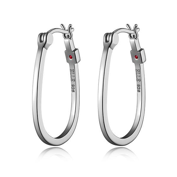 ER2LCBLA0-W Sterling Silver TRINITY Oval Hoop Earrings