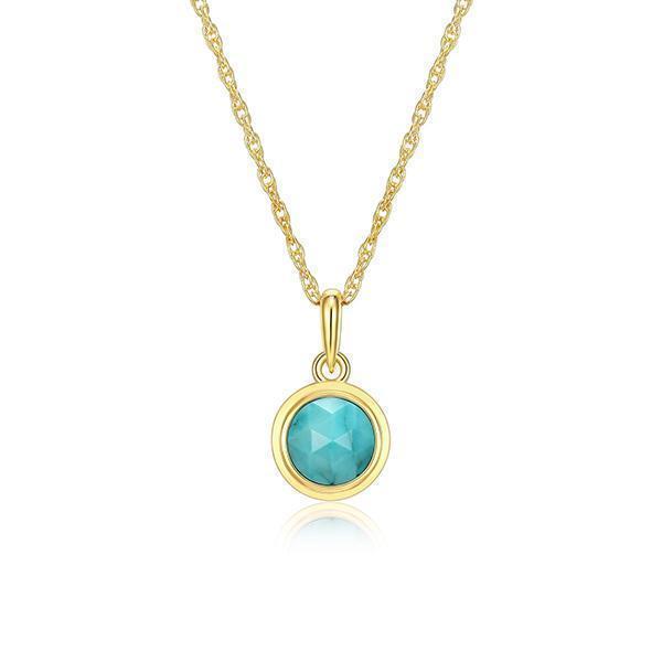 Celebration Gems 6mm Genuine Turquoise Magnesite North Star DEC Birthstone Necklace - Gold