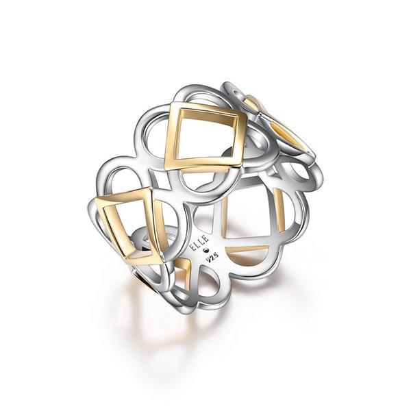 RR4LAB1A0-W-6 Sterling Silver FLORENCE Motif Two Tone Band Ring Size 6