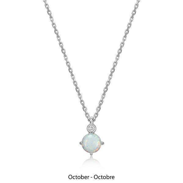 NR0LBUX-OCT "Birthstone" October (Opal) and Lab Grown Diamond Necklace
