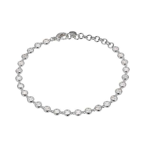 BR1AAHX00-W-7 Sterling Silver Diamondlite Cubic Zirconia 3mm Round Bezel Tennis Bracelet Size 7