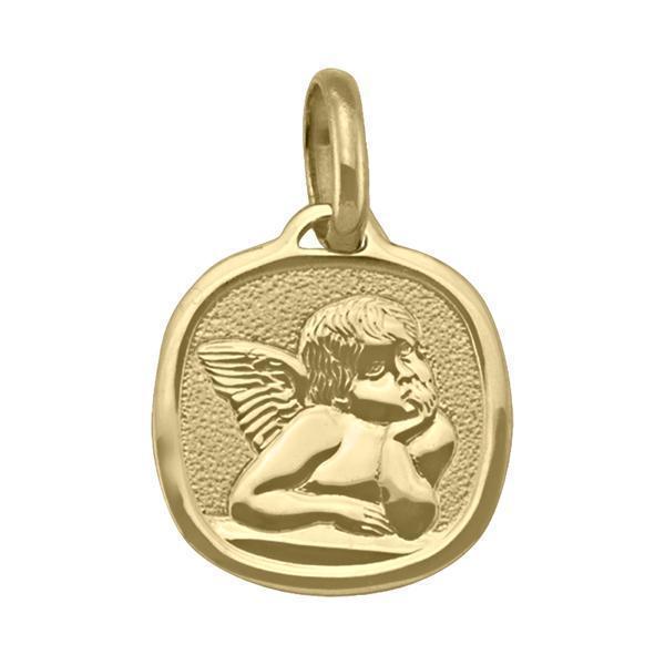18K Gold Thinking Angel Pendant - 18KY