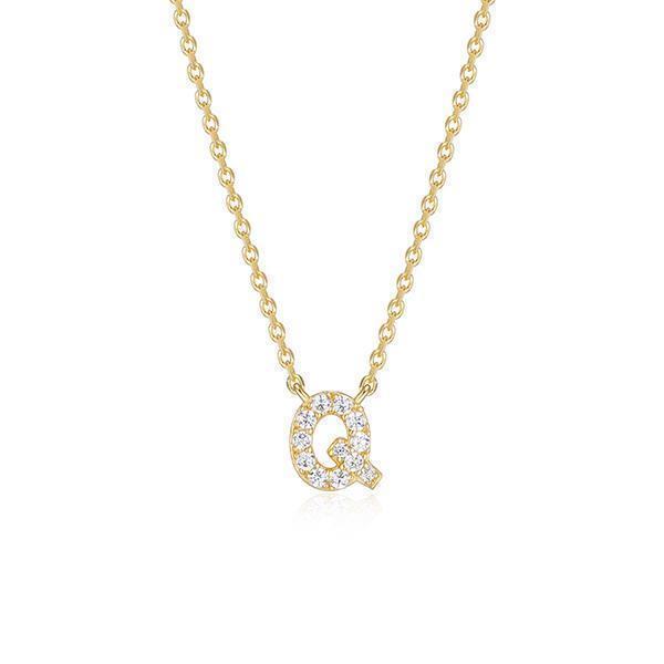 Diamondlite Cubic Zirconia Mini Initial Q Necklace - Gold