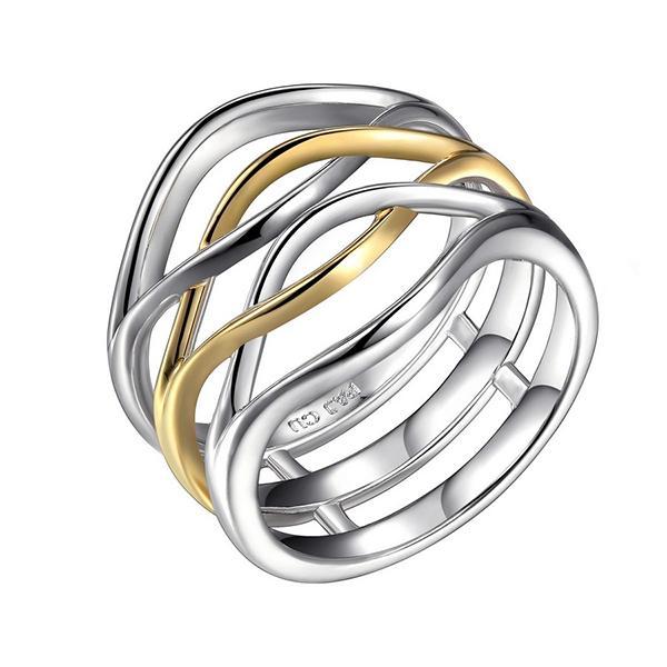 RR4LA6QA0-2T-7 Sterling Silver Two Tone Interlock Ring Size 7