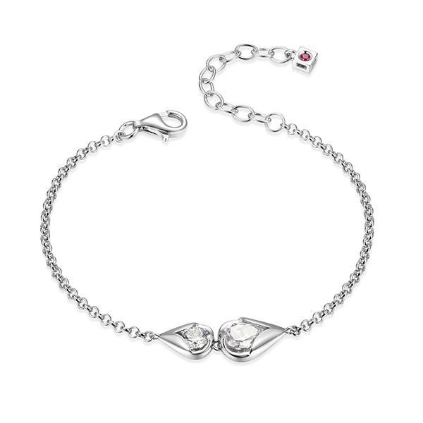 BR1LAR000-W-6.5 Sterling Silver TULIP Cubic Zirconia Pear Shape Bracelet Size 6.5