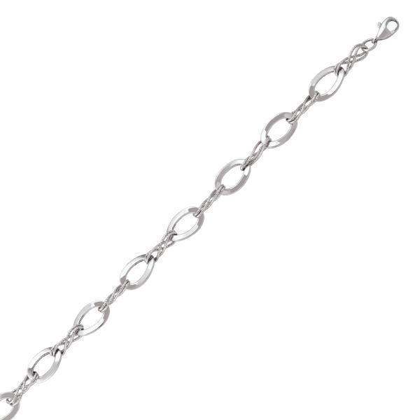 10K Silver Oval Shaped Link Bracelet