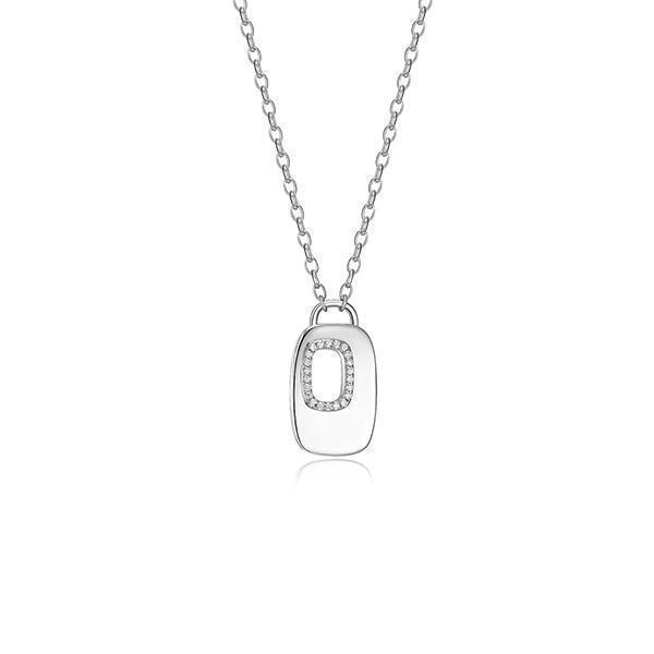NR0LBYE-W "Lookout" Cushion Rectangle Cutout with Cubic Zirconia Window Pendant Necklace