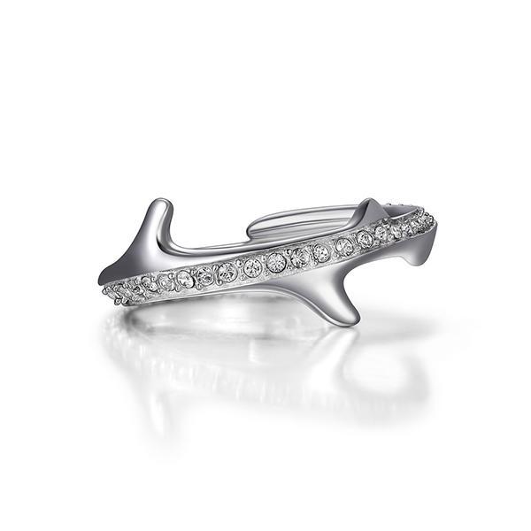 RR4LA87CG-W-7 Sterling Silver Swarovski Crystal Coral Ring Size 7