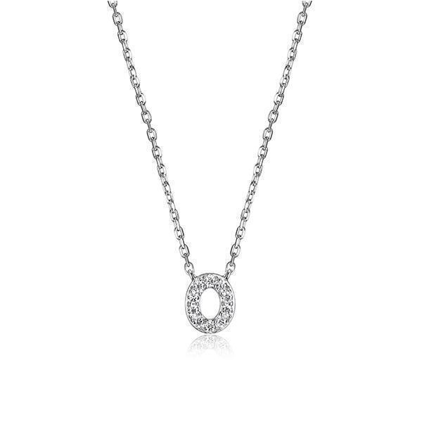 Diamondlite Cubic Zirconia Mini Initial O Necklace - Silver - Jewellery