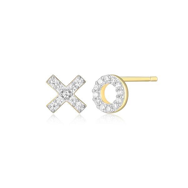 CJ Monte sterling silver lab­-created diamond XO hugs & kiss stud earrings