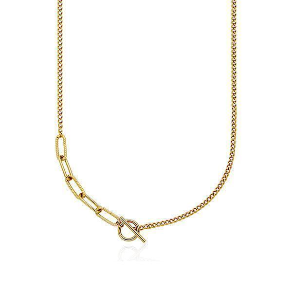 CJ Steelx Twisted Paperclip Link Toggle Necklace - Gold