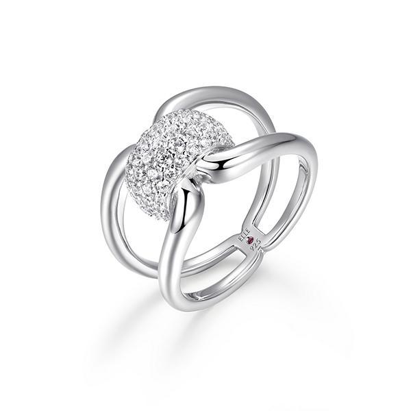 RR4LAK000-W-6 Sterling Silver CITADEL Pave Cubic Zirconia Open Ring Size 6