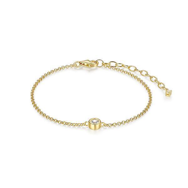 Diamondlite Cubic Zirconia 3.5mm Round Bezel Set Solitaire Bracelet - Gold
