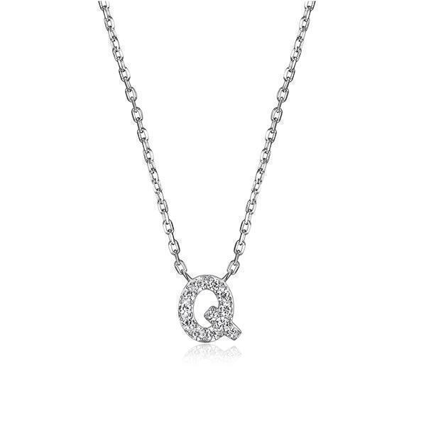 Diamondlite Cubic Zirconia Mini Initial Q Necklace - Silver - Jewellery