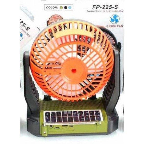 Desktop Cooling Fan Portable Bluetooth Speaker with Solar Charge, LED Light, FM Radio, Multi Feature Speakers KIFP225 for Universal Cell Phone And Bluetooth Device - Green