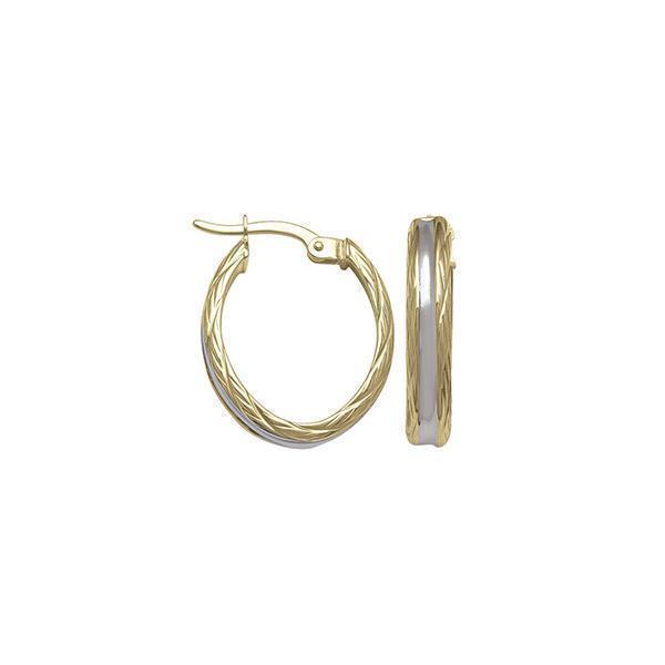 10K Two Tone Gold Hoop Earrings - ETECA22 - 1.7 gm
