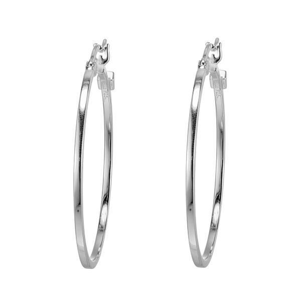 ER2LCFJA0-W Sterling Silver HOOPS 35mm Square Tube Hoop Earrings