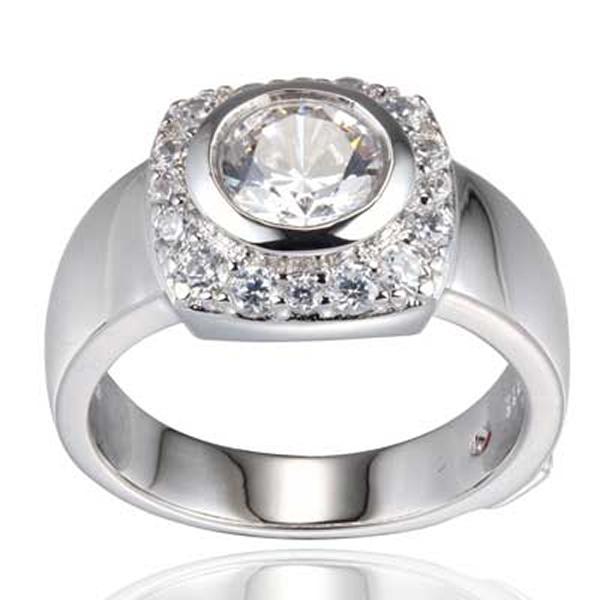 RR4L86100-W-7 Sterling Silver RADIANCE Clear Cubic Zirconia Ring Size 7