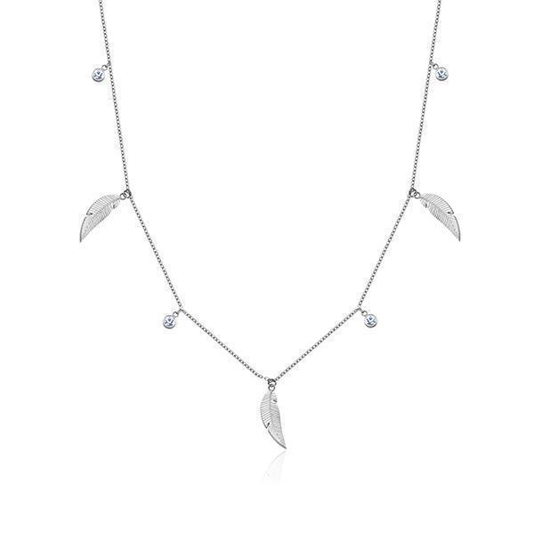 CJ Steelx Station Leaf and Crystal Necklace