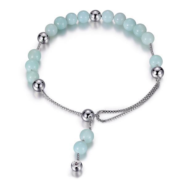 BR1LABRA-W-9 Bacio Amazonite Adjustable Bolo Bracelet Size 9
