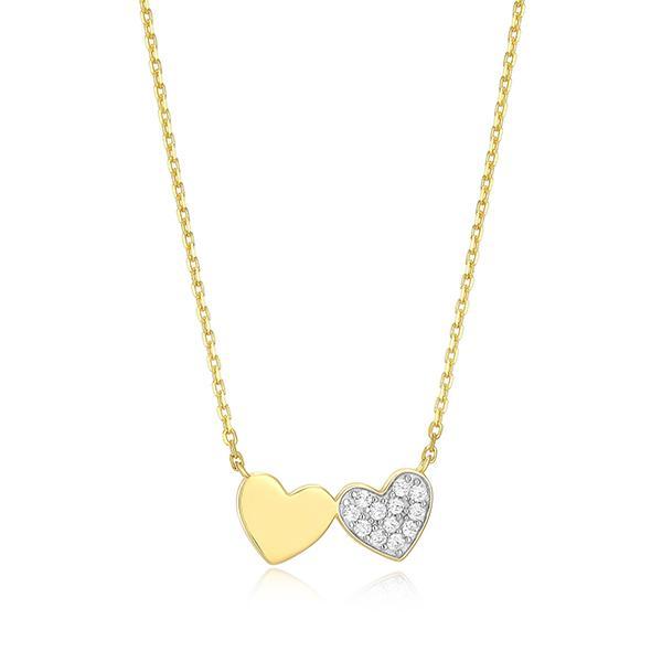 CJ Monte sterling silver lab­-created diamond double heart necklace