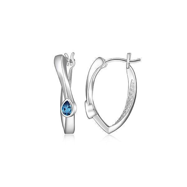 ER2LCL6-B "Swing" Topaz and Pave Cubic Zirconia Twisted Pear Shape Hoop Earrings