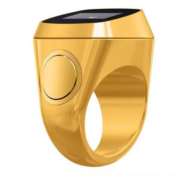 Universal Portable Wireless Bluetooth Tasbih Zikr Ring with Prayer Reminder and Mecca Compass R100 for Universal Cell Phone And Bluetooth Device - Gold